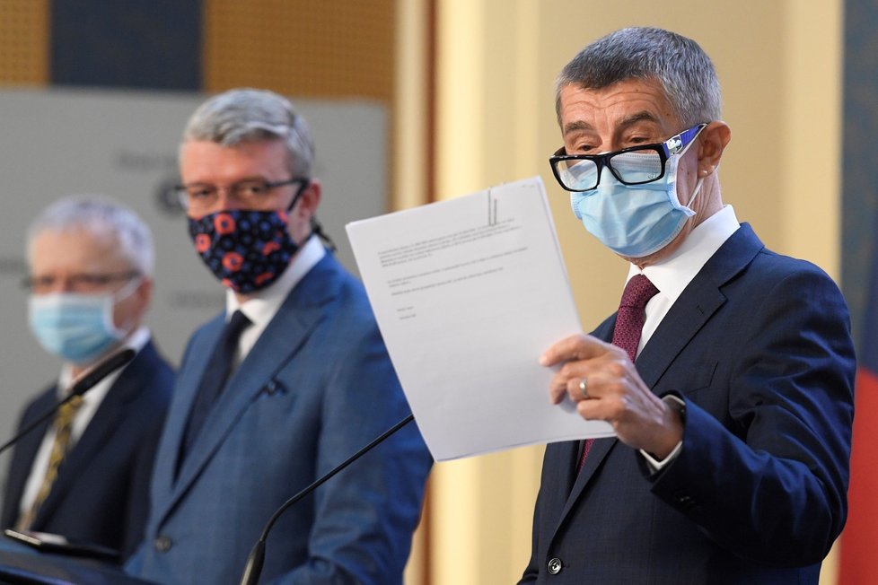 Premiér Andrej Babiš (ANO) ve Strakově akademii (28. 5. 2020)