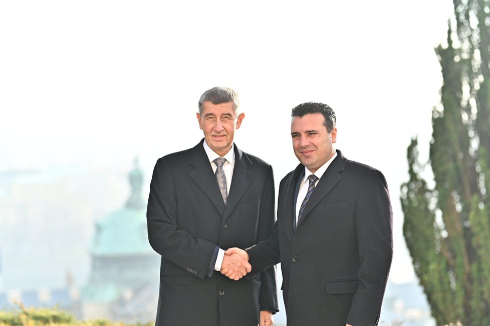 Severomakedonský premiér Zoran Zaev a jeho český protějšek Andrej Babiš (ANO) na návštěvě v Praze (17. 12. 2019)