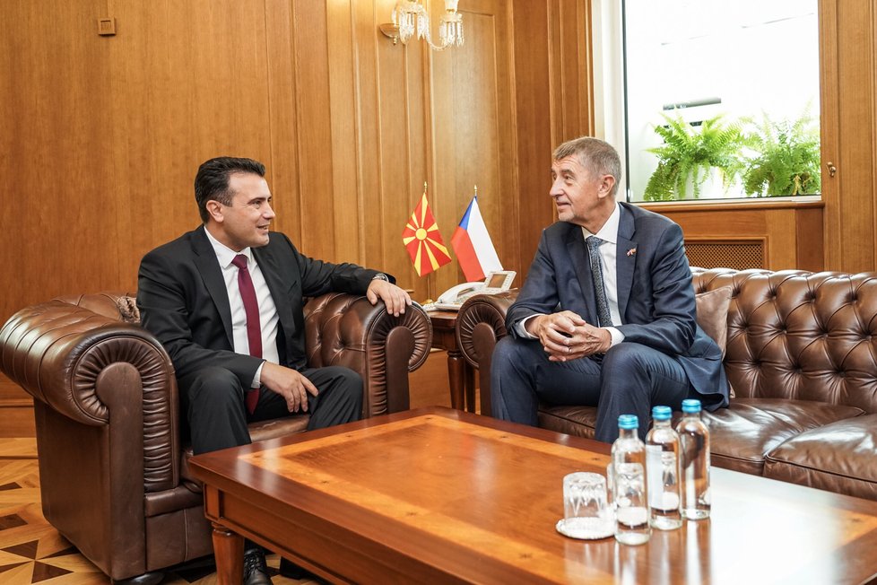 Severomakedonský premiér Zoran Zaev a jeho český protějšek Andrej Babiš (ANO) na návštěvě ve Skopje (11. 6. 2019)