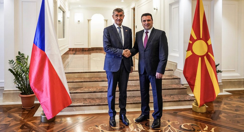 Severomakedonský premiér Zoran Zaev a jeho český protějšek Andrej Babiš (ANO) na návštěvě ve Skopje (11. 6. 2019)