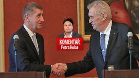 Premiér Andrej Babiš (vlevo) a prezident Miloš Zeman v komentáři Petra Holce