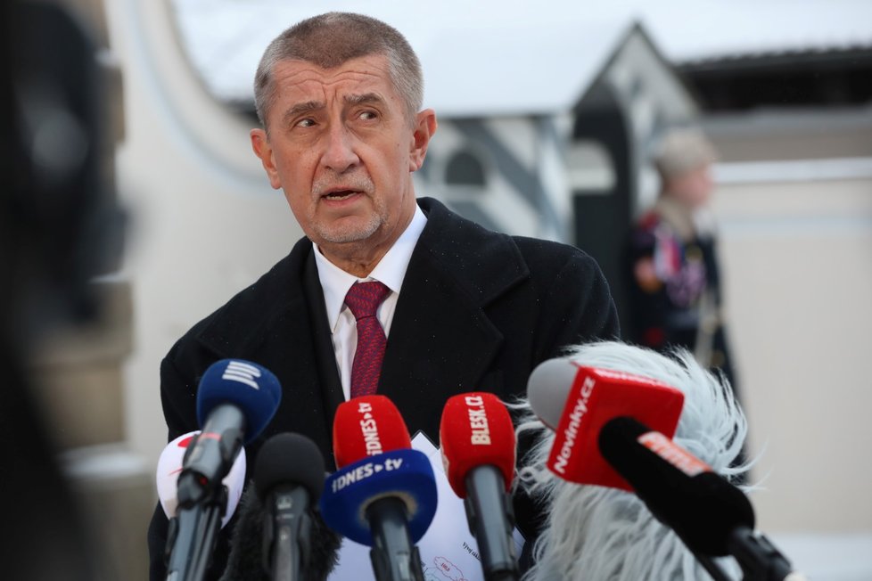 Premiér Andrej Babiš (ANO) po novoročním obědě s prezidentem Milošem Zemanem (3. 1. 2019)