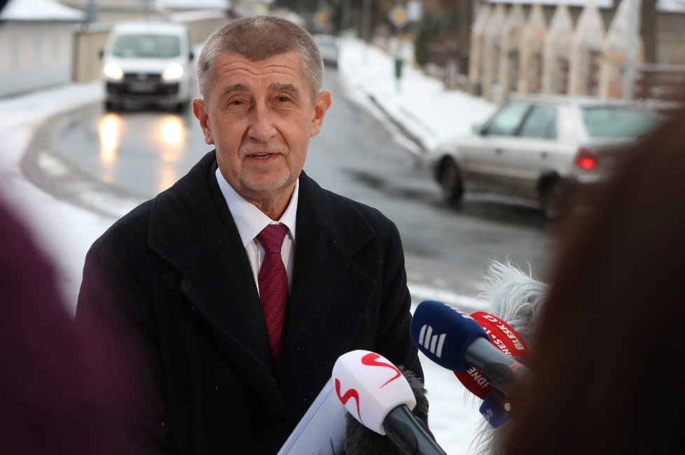 Premiér Andrej Babiš (ANO) po novoročním obědě s prezidentem Milošem Zemanem (3. 1. 2019)