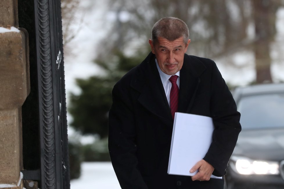 Premiér Andrej Babiš (ANO) po novoročním obědě s prezidentem Milošem Zemanem (3. 1. 2019)