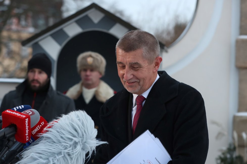 Premiér Andrej Babiš (ANO) po novoročním obědě s prezidentem Milošem Zemanem (3. 1. 2019)