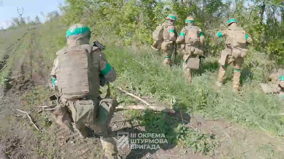 Ukrajinské pozice u Bachmutu (7. 6. 2023)
