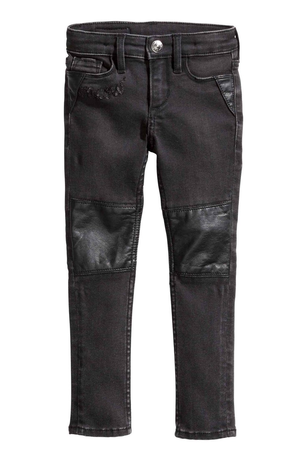 Džíny s koženkovou aplikací, H&M, 599 Kč