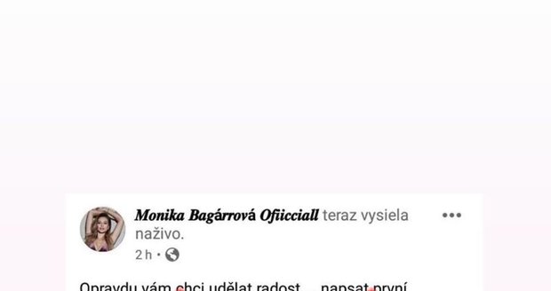 Monika Bagárová upozorňuje na podvodnou stránku.