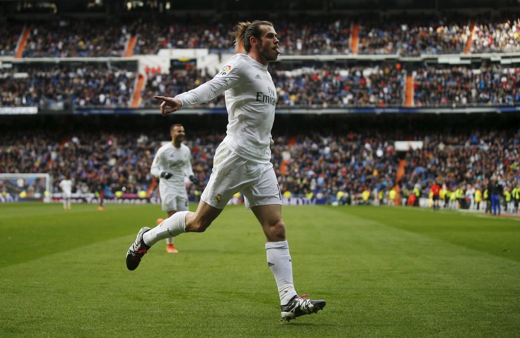 Záložník Realu Madrid Gareth Bale slaví gól proti Celtě Vigo