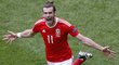 Záložník Walesu Gareth Bale slaví gól do sítě Slovenska