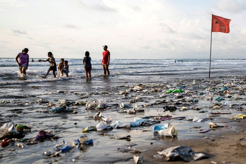 Dobrovolníci se pustili do čištění plážích na Bali. Plasty zabíjejí i místní faunu a floru.