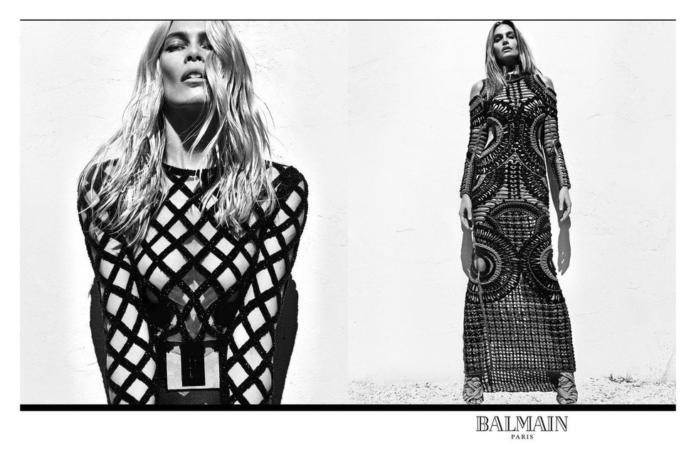 Claudia Schiffer a Cindy Crawford v kampani Balmain 2016.