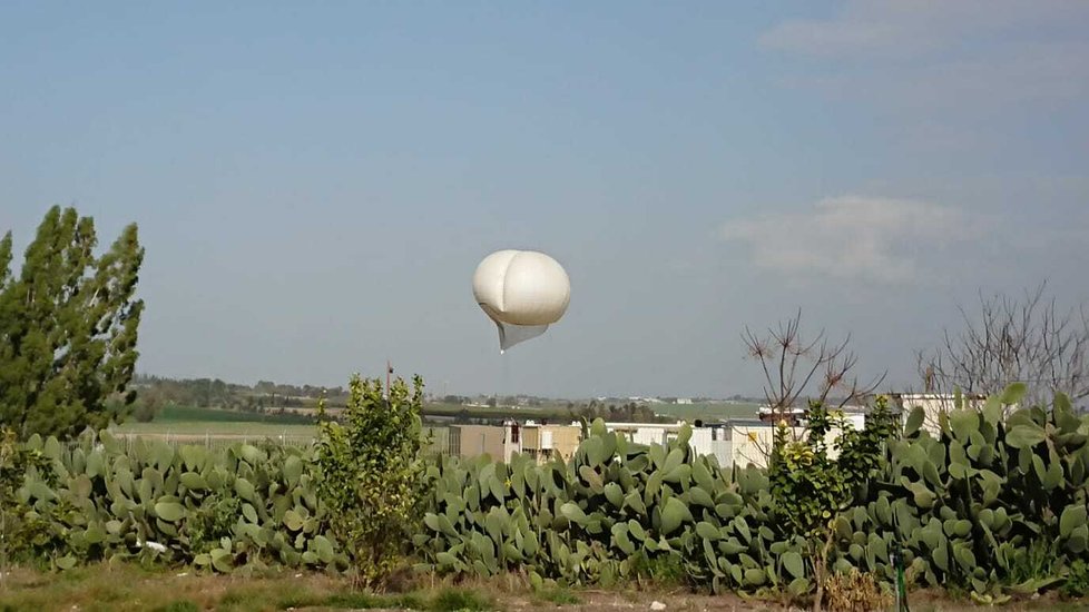 Pozorovací balon izraelské armády u Gazy, 2019.