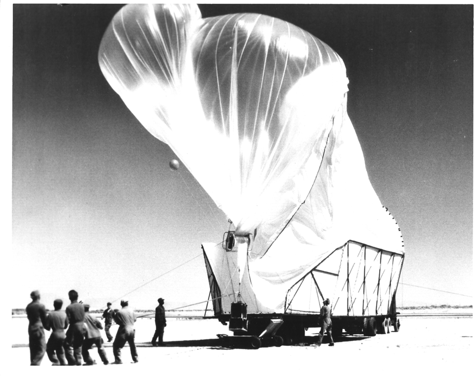 Špionážní balon projektu Moby Dick v Novém Mexiku, cca 1955.