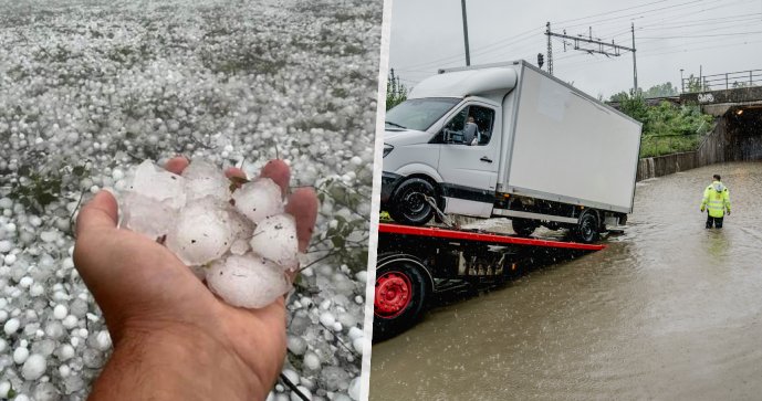 Nad Baltem zuří silné bouře, zřejmě nejhorší za 25 let: Chaos v dopravě a obří kroupy