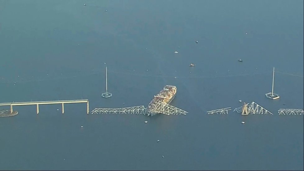 Zřícení mostu po nárazu lodi v Baltimoru, 26. 3. 2024