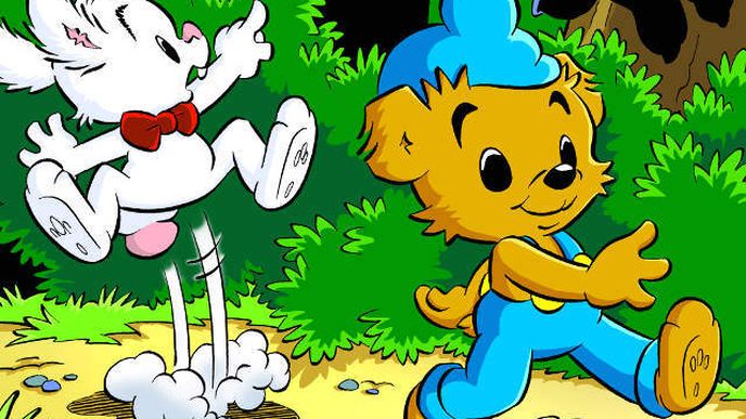 Švédský medvídek Bamse (vpravo) poučí děti o falešných zprávách. 