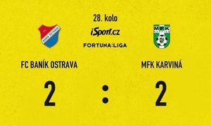 FORTUNA: SESTŘIH: Baník - Karviná 2:2. Zářil Ewerton, hosté ale dvakrát srovnali