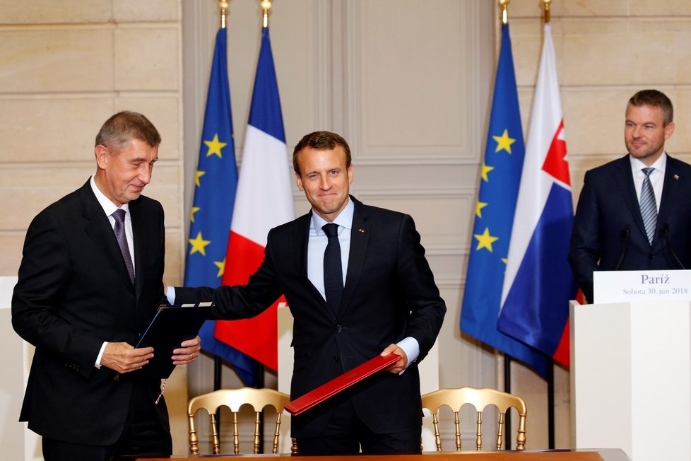 Andrej Babiš se ve Francii sešel s prezidentem Emanuelem Macronem (30.6.2018)
