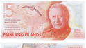 Do užšího výběru se dostala i falklandská polymerová (plastová) bankovka v hodnotě 5 liber. Její přední strana nese portrét britského krále Karla III., státní znak, mapu ostrovů a pětici letících albatrosů černobrýchých. Zadní strana je věnována místní přírodě a ukazuje pět druhů tučňáků, národní květinu (zvanou pale maiden) a horu na ostrově Steeple Jason. Do užšího výběru se dostala i falklandská polymerová (plastová) bankovka v hodnotě 5 liber. Její přední strana nese portrét britského krále Karla III., státní znak, mapu ostrovů a pětici letících albatrosů černobrýchých. Zadní strana je věnována místní přírodě a ukazuje pět druhů tučňáků, národní květinu (zvanou pale maiden) a horu na ostrově Steeple Jason.