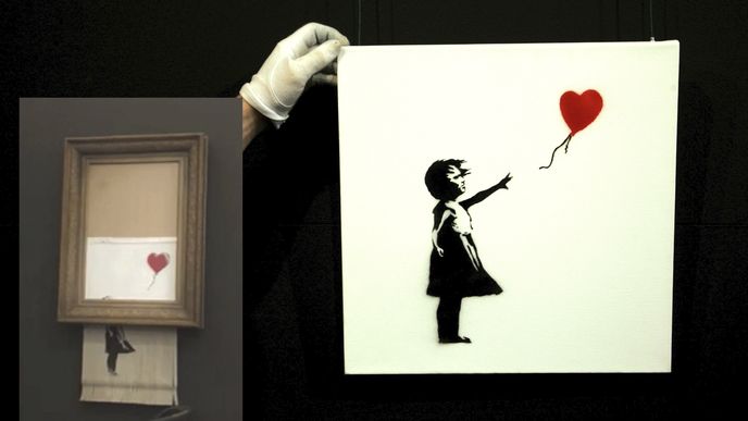 Obraz původně známý jako Dívka s balónkem Sotheby&#39;s nabídla poprvé v říjnu 2018, kdy se vydražil se za více než milion liber (29 milionů korun). 