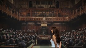 Banksyho olejomalba opic v britské sněmovně se prodala za v přepočtu 287 milionů Kč