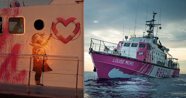 Výtvarník Banksy vyzdobil loď na pomoc migrantům. Záchranáře podpořil i finančně