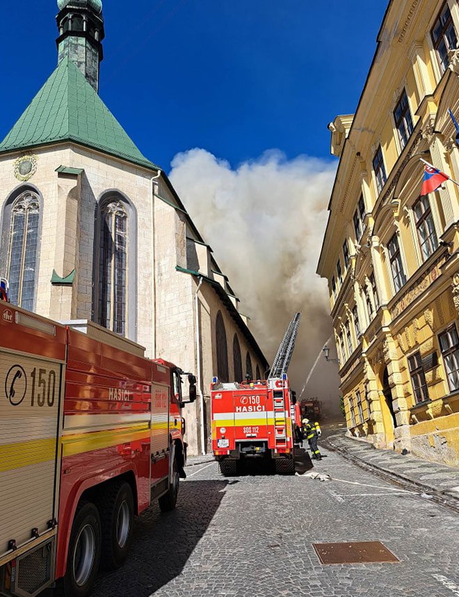 Požár v historickém centru města Banská Štiavnica (8.3.2023)