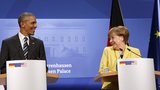 Úsměv od ucha k uchu: Merkelová se shodla s Obamou ohledně obchodu i uprchlíků