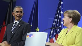 Úsměv od ucha k uchu: Merkelová se shodla s Obamou na obchodní dohodě.