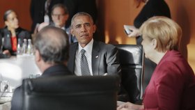 Barack Obama se naposledy ve funkci amerického prezidenta setkal s řadou evropských politiků.