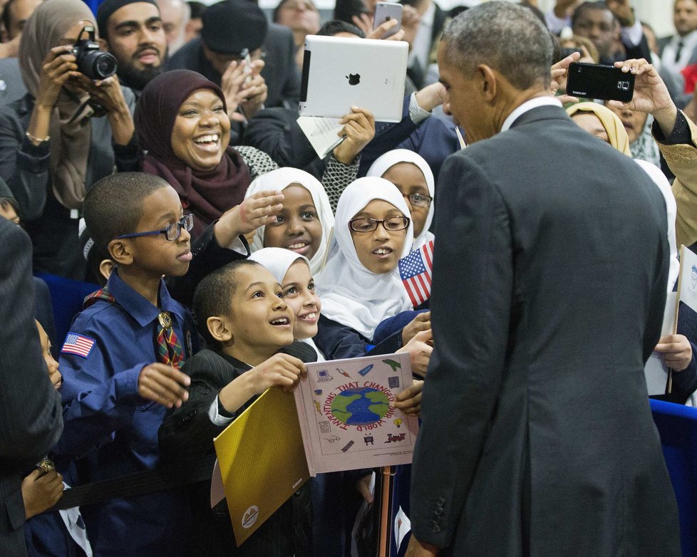 Barack Obama zavítal jako prezident USA poprvé do mešity. V americkém Baltimoru.