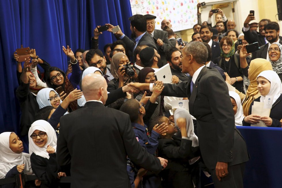 Barack Obama zavítal jako prezident USA poprvé do mešity. V americkém Baltimoru.