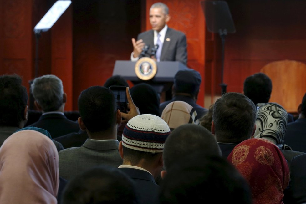 Barack Obama zavítal jako prezident USA poprvé do mešity. V americkém Baltimoru.