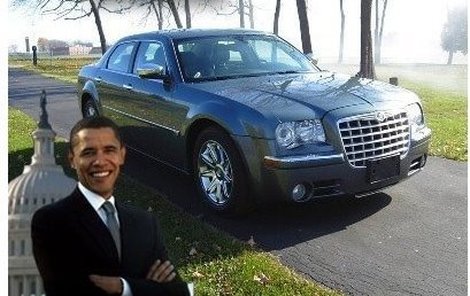 Barack Obama a jeho předvolební chrysler.