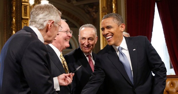 Harry Reid s prezidentem USA Barackem Obamou po slavnostní inauguraci.