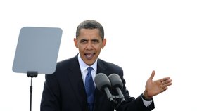 Barack Obama při návštěvě Prahy v dubnu 2009 vystoupil na Hradčanském náměstí.