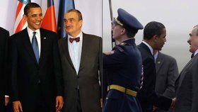 Karel Schwarzenberg s Barackem Obamou v roce 2009 při první návštěvě amerického prezidenta v Praze.