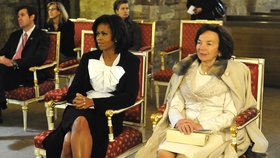 Obamovi v Praze v dubnu 2009: Michelle Obamovou provedla Livia Klausová