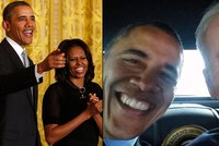 Vysmáté selfie Baracka Obamy: Bez Michelle, ale s viceprezidentem USA