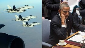 Americké jednotky pokračovaly v bombardování cílů v Iráků u Sýrii, Barack Obama předvedl plamenný projev v OSN