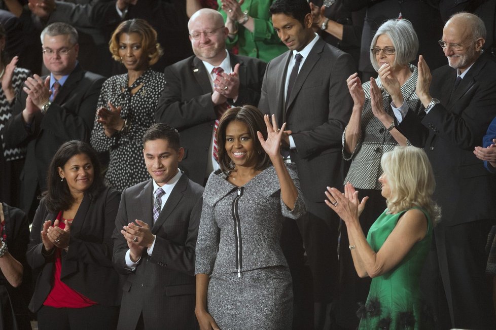 Michelle Obama podporovala manžela při čtení šestého poselství