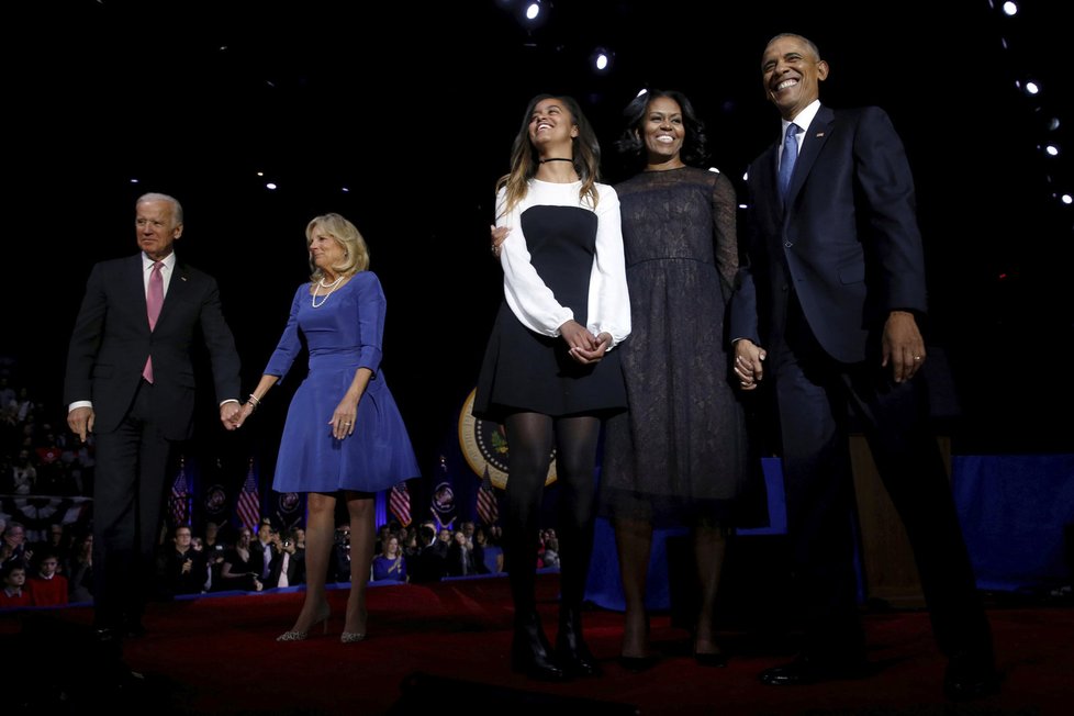 Barack Obama při posledním projevu ve funkci amerického prezidenta v Chicagu