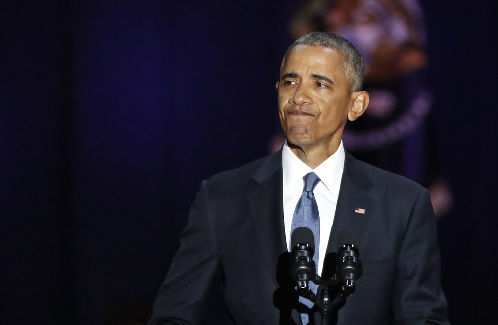 Barack Obama při posledním projevu ve funkci amerického prezidenta v Chicagu