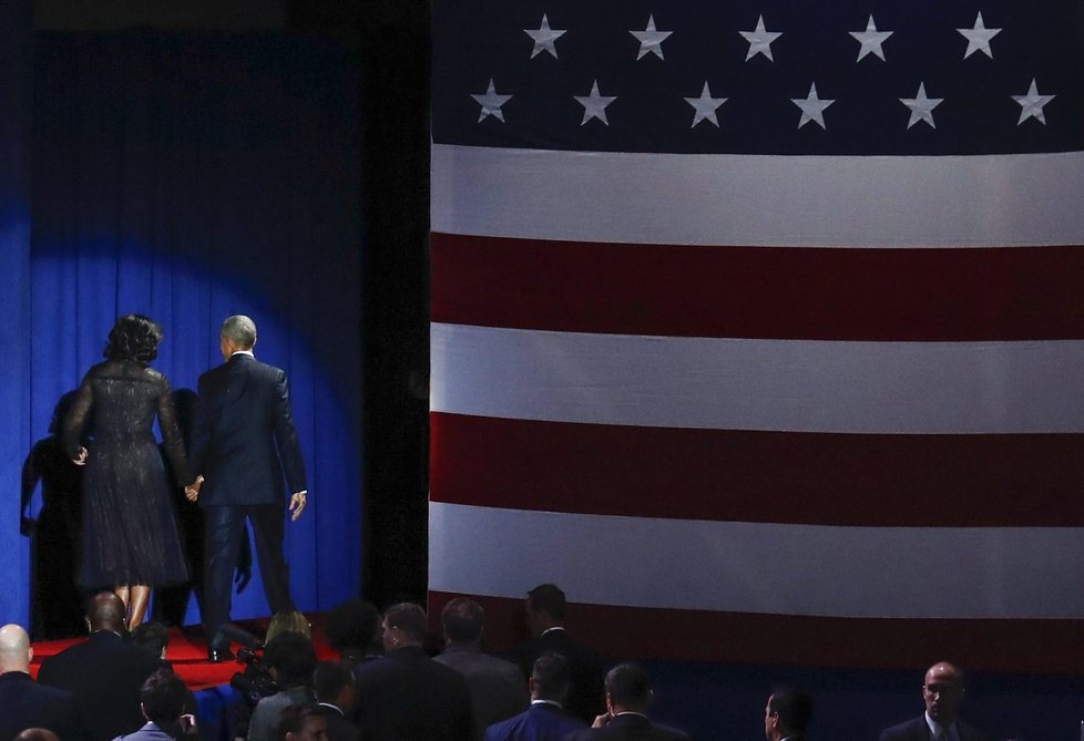 Barack Obama při posledním projevu ve funkci amerického prezidenta v Chicagu