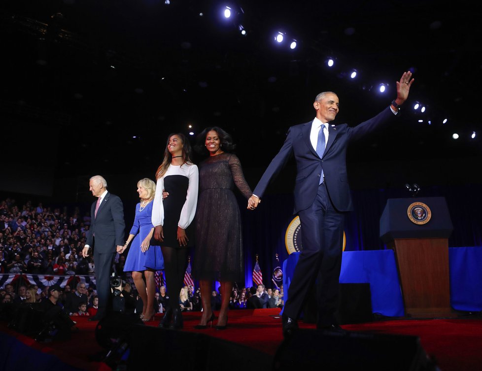 Barack Obama při posledním projevu ve funkci amerického prezidenta v Chicagu
