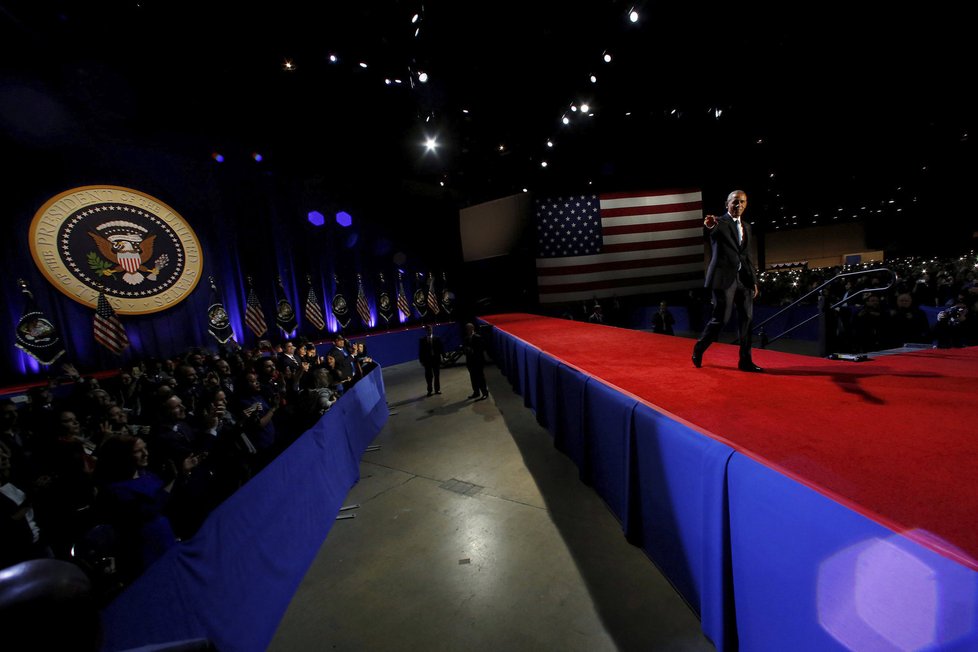 Barack Obama při posledním projevu ve funkci amerického prezidenta v Chicagu