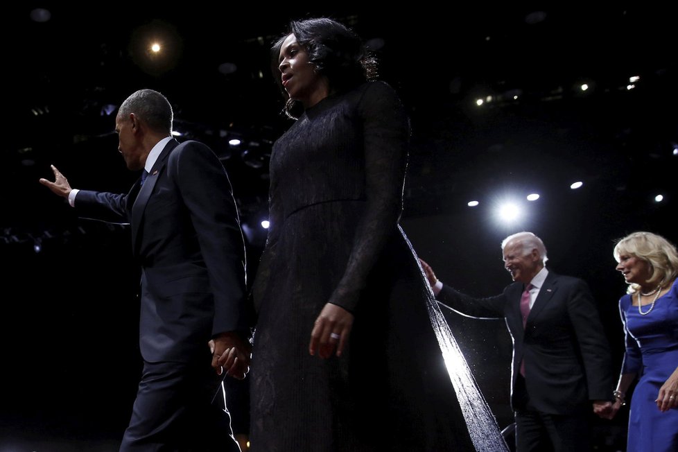 Barack Obama při posledním projevu ve funkci amerického prezidenta v Chicagu