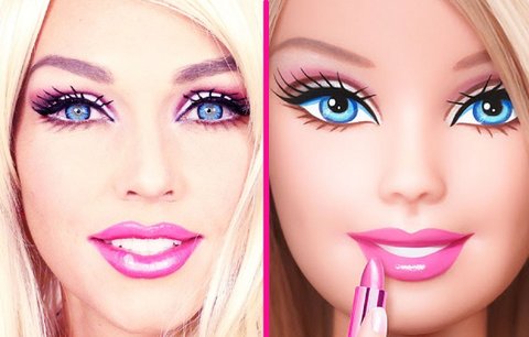 Geniální dívka umí s make-upem zázraky, v Barbie se promění za 90 sekund