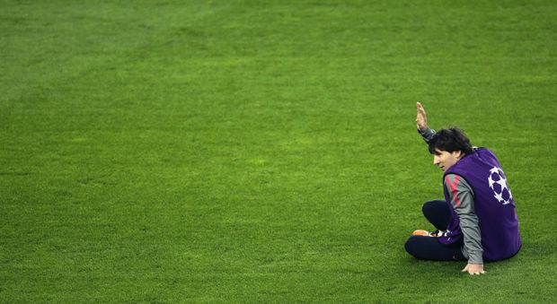 Lionel Messi na tréninku Barcelony. Lionel Messi na tréninku Barcelony.